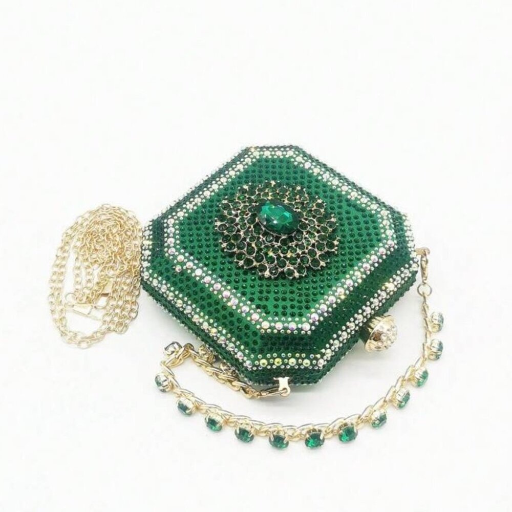 Emerald Green Rhinestone Handbag - Picture 7 of 9